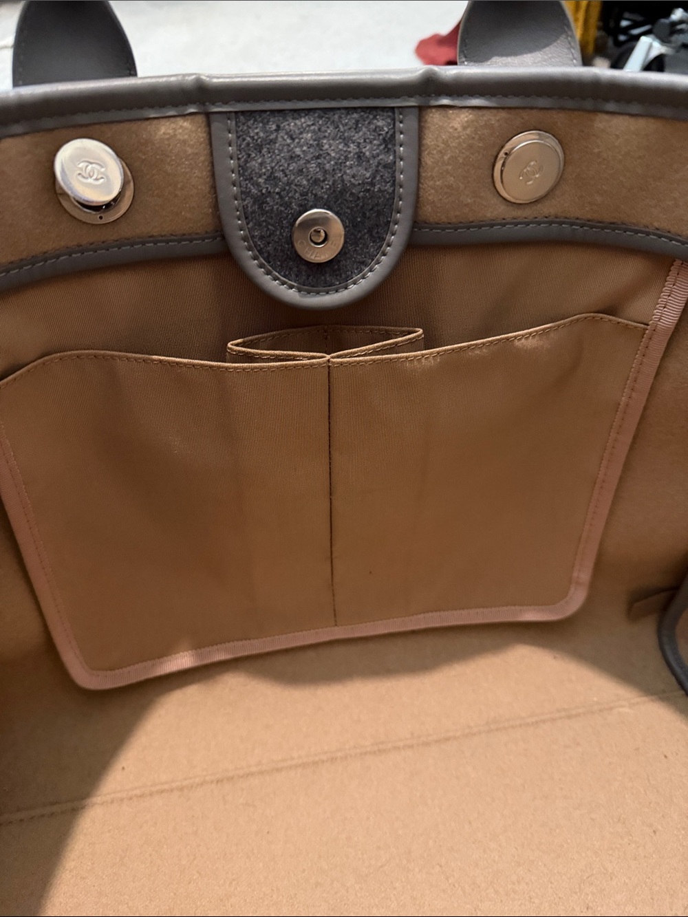 CHANEL Gray Deauville Tote-RARE! - Picture 13 of 15
